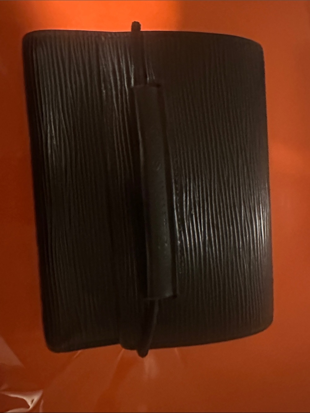 Men's Black Textured Leather Wallet with Strap